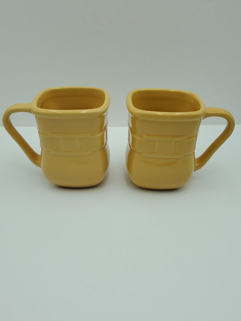 Longaberger Woven Traditions Butternut Square Mugs Soft Square Yellow Gold Mugs